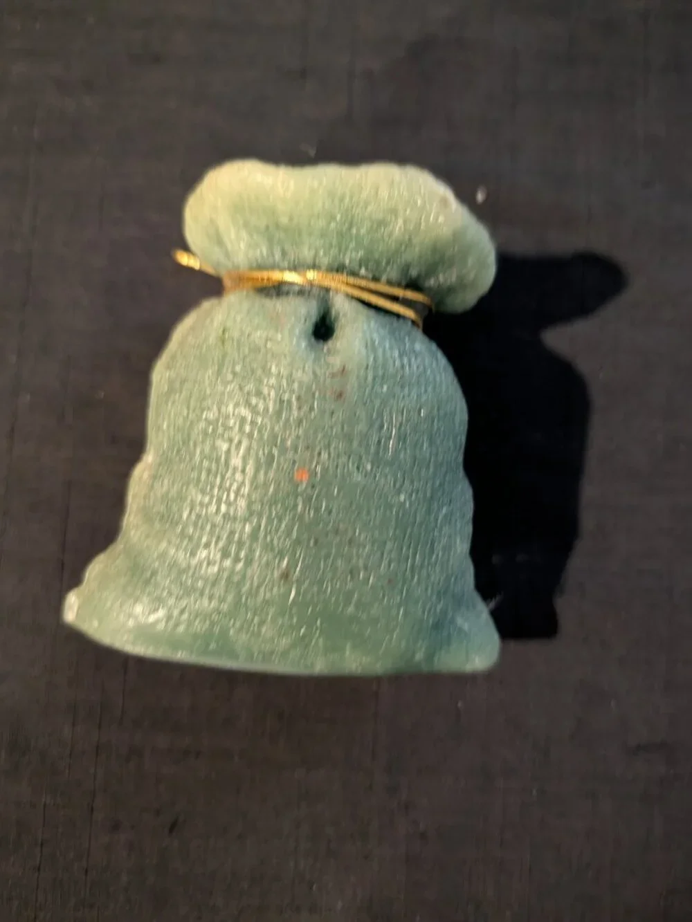 Vintage Green Money Bag Dollar Sign Novelty Candle Glitter Gold Tie Accent